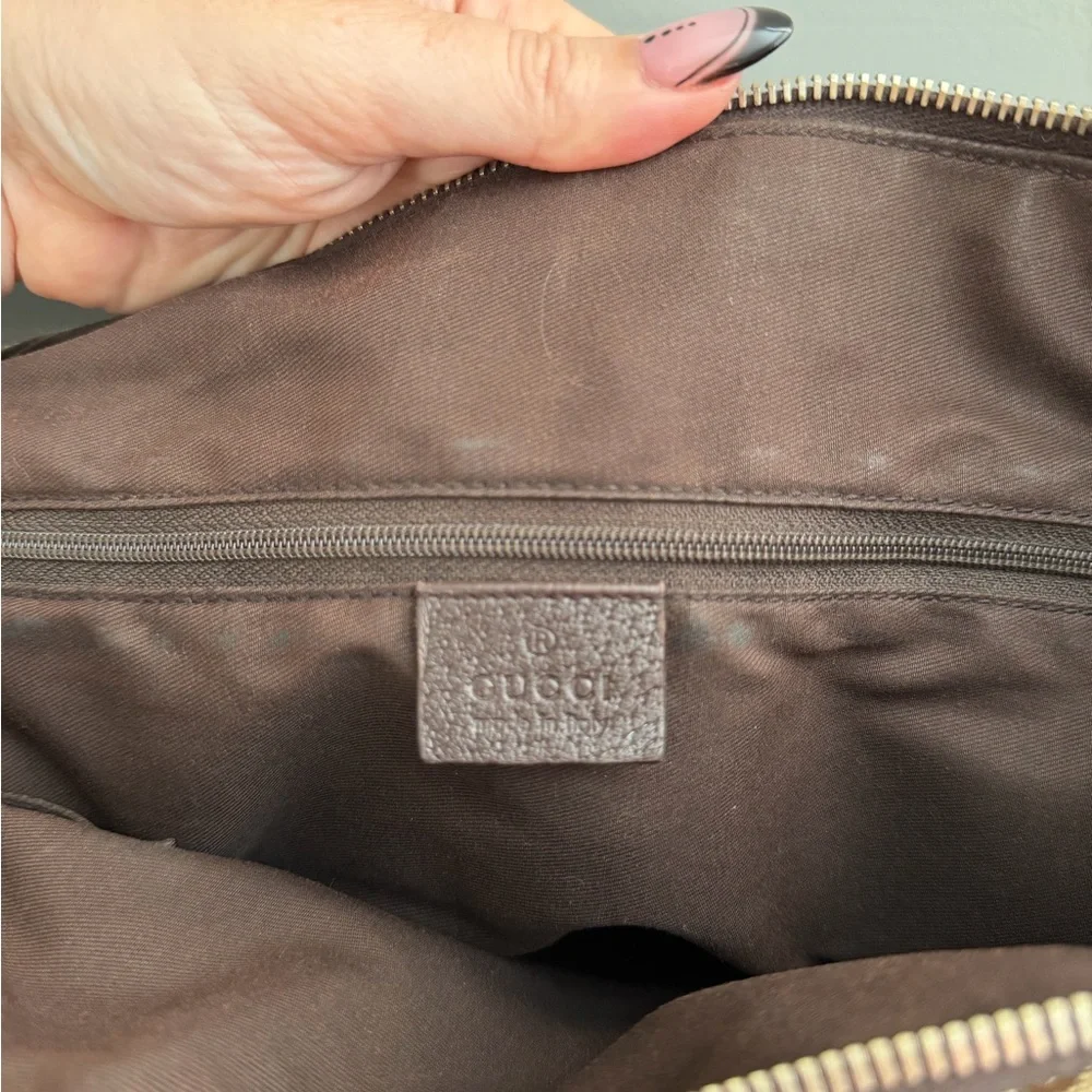 Gucci Vintage Brown Monogram Canvas Shoulder Bag and Dust Bag - Picture 11 of 16